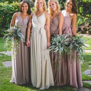 Revelry Hannah Chiffon Wrap Dress in Rose Quartz